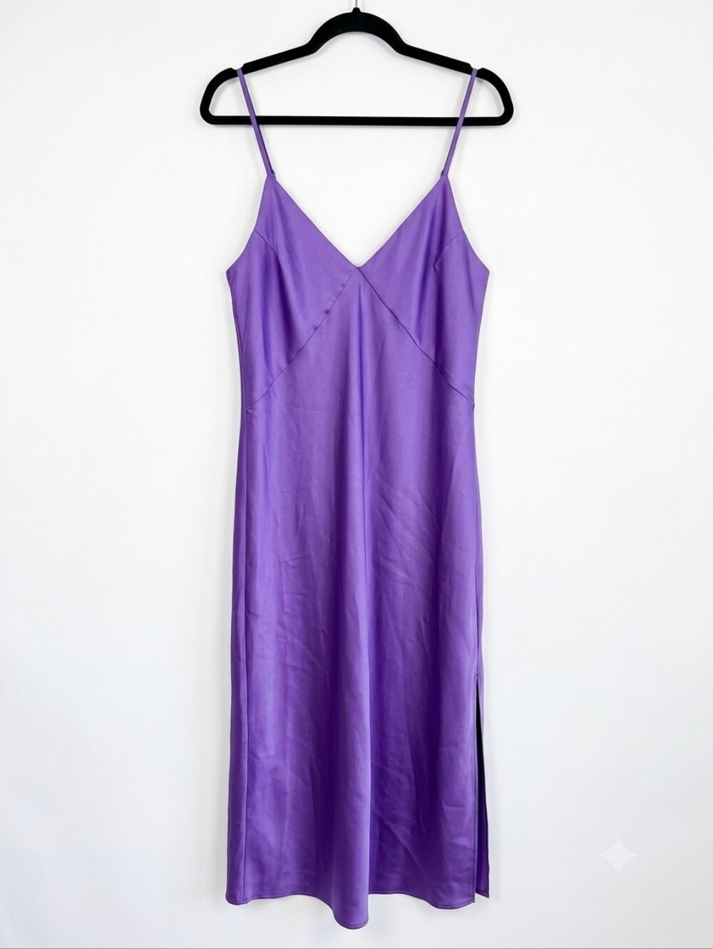 Violet Slip Dress with Spaghetti Straps & Long Slit Y2K Women's Size Medium